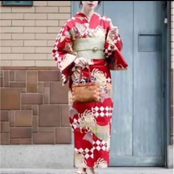 Amazon.co.jp: レディース 浴衣 単品 菊 花柄 赤系 レッド系